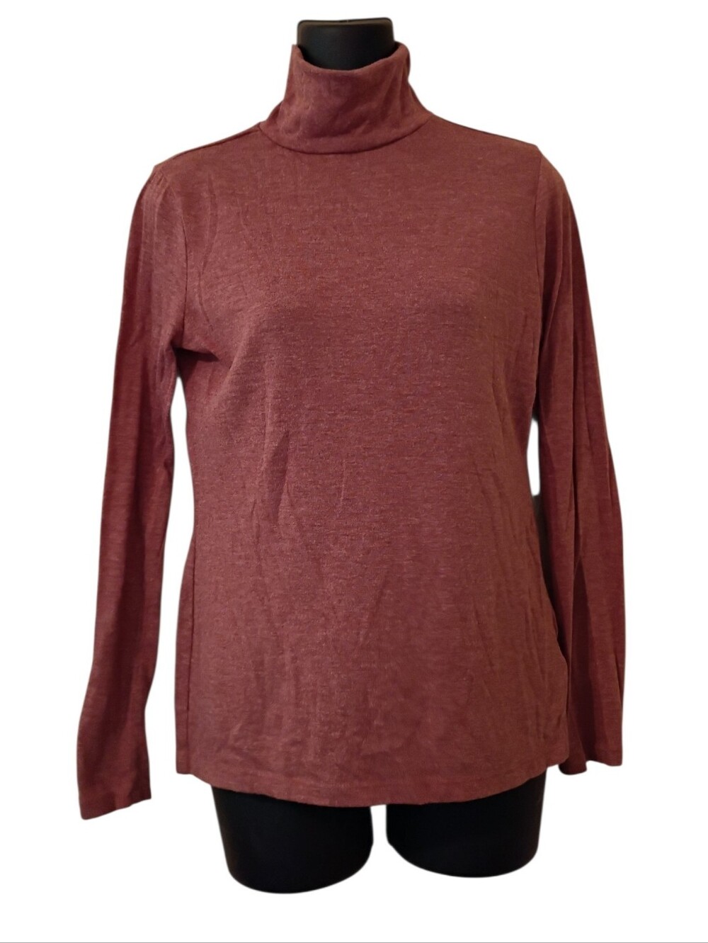 turtleneck women's copper clay terracotta long sleeve high neck top size medium